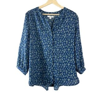 Jachs Girlfriend New York Women's Top‎ Blue Floral Button Down Blouse Size M
